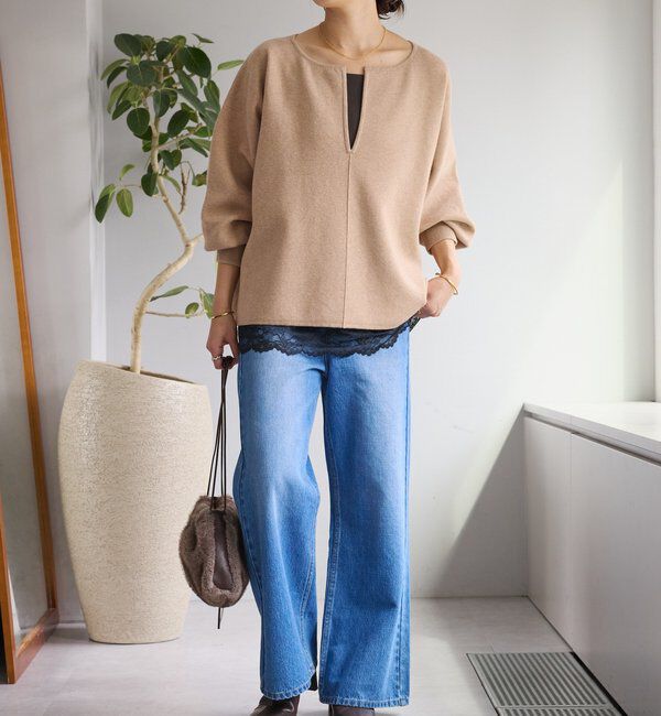  「【抜け感◎】キーネッククッションニット」|ニット・セーター|