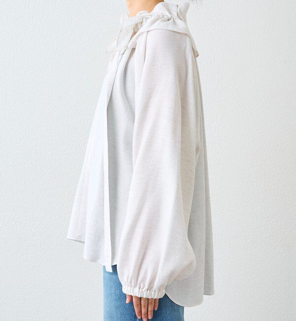  「【顔まわり華やか】リネンライクフリルカラーブラウス」|シャツ・ブラウス|