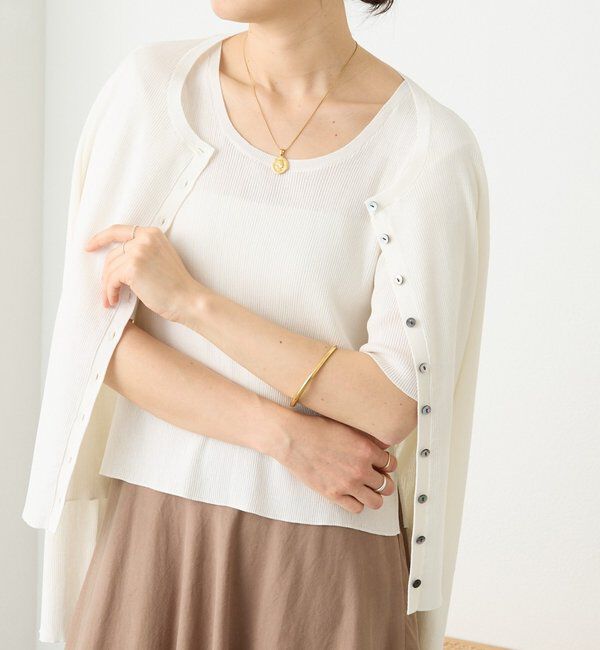  「【アンサンブル対応可】コットンリブカーディガン」|カーディガン|オフホワイト