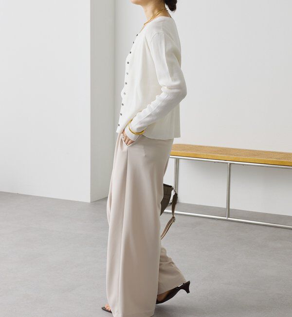  「予約【アンサンブル対応可】コットンUネックリブニット」|ニット・セーター|