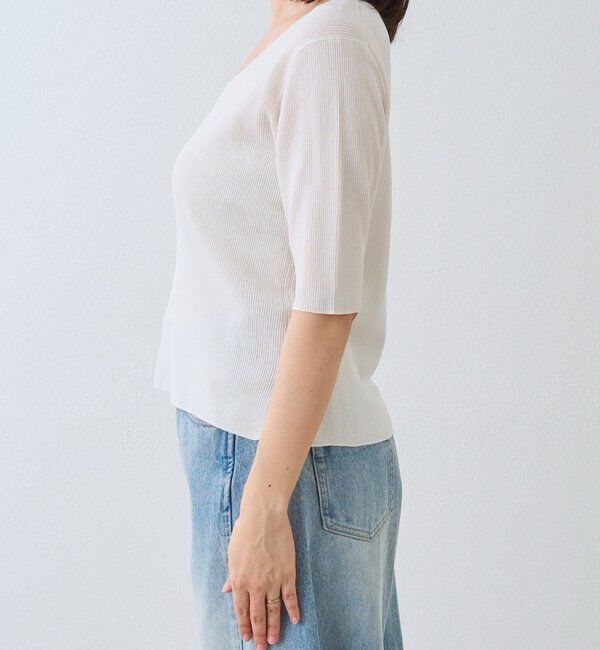  「予約【アンサンブル対応可】コットンUネックリブニット」|ニット・セーター|