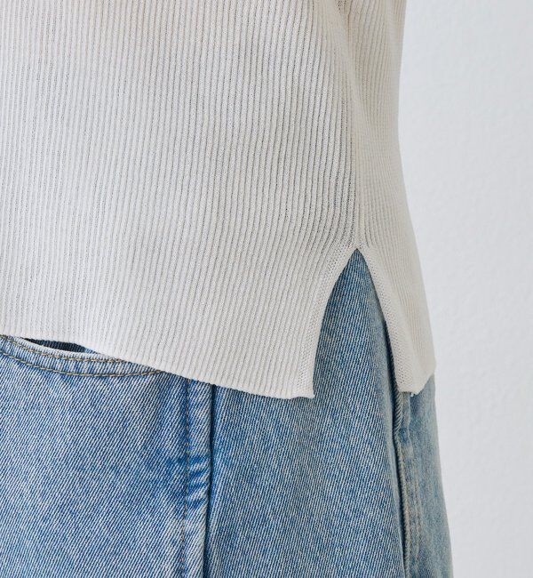  「予約【アンサンブル対応可】コットンUネックリブニット」|ニット・セーター|