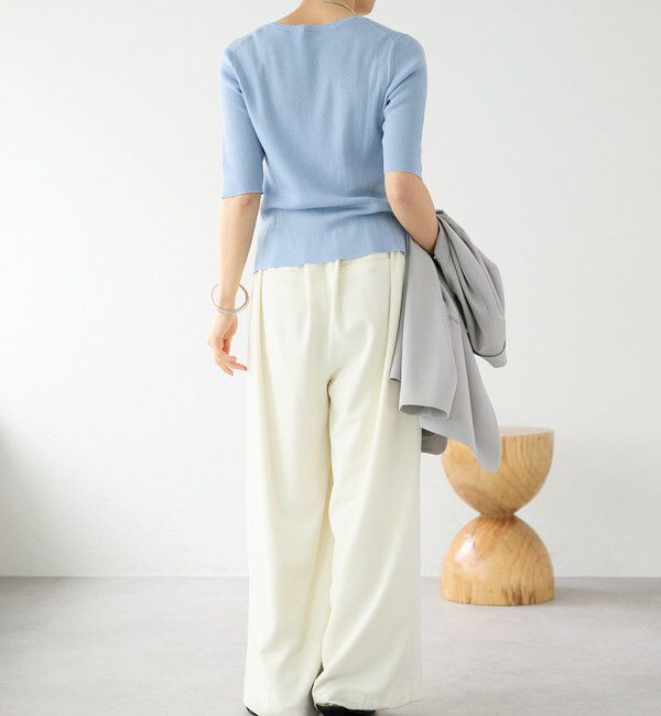  「予約【アンサンブル対応可】コットンUネックリブニット」|ニット・セーター|