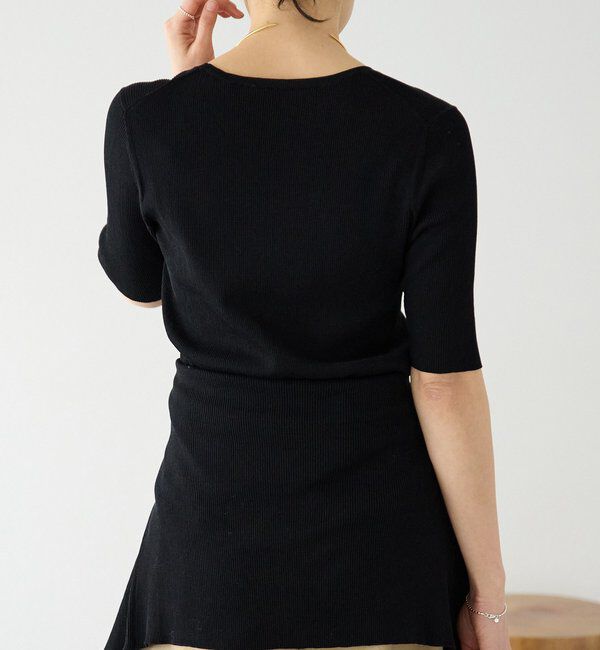  「予約【アンサンブル対応可】コットンUネックリブニット」|ニット・セーター|