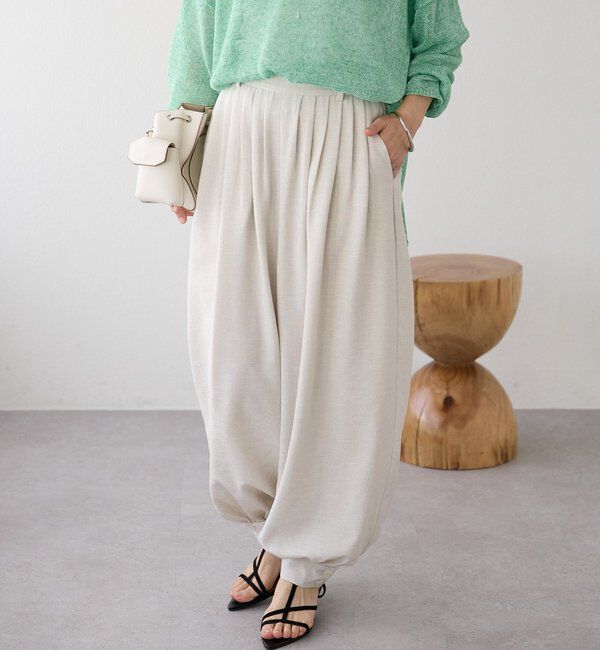  「予約【鮮度抜群/防シワ性/紫外線防止】リネンライクアラジンパンツ」|チノ|