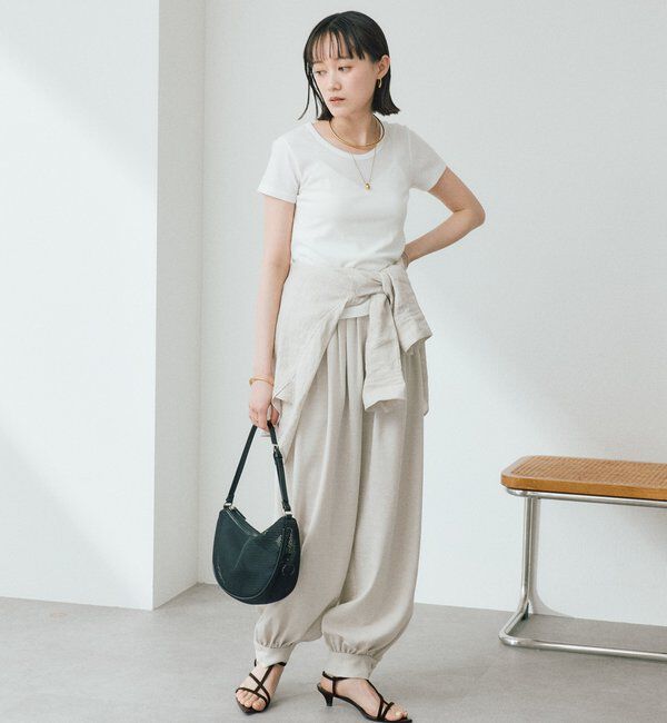  「予約【鮮度抜群/防シワ性/紫外線防止】リネンライクアラジンパンツ」|チノ|