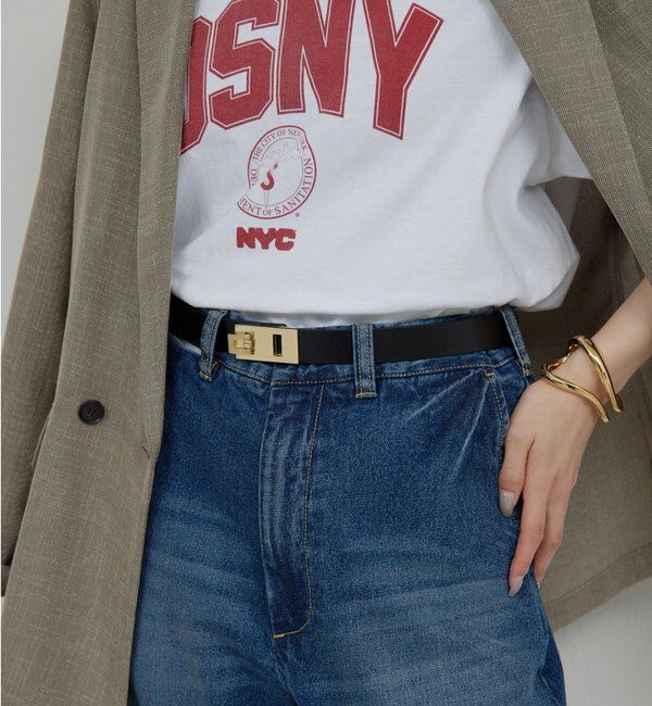  「《ウエスト調整自由自在！》スクエアバックルベルト」|ベルト|