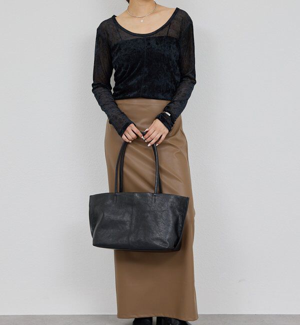  「フェイクレザータイトスカート」|スカート|