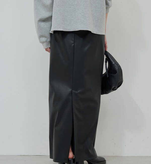  「フェイクレザータイトスカート」|スカート|