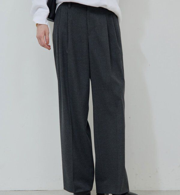  「タックワイドストレートパンツ」|チノ|ダークグレー