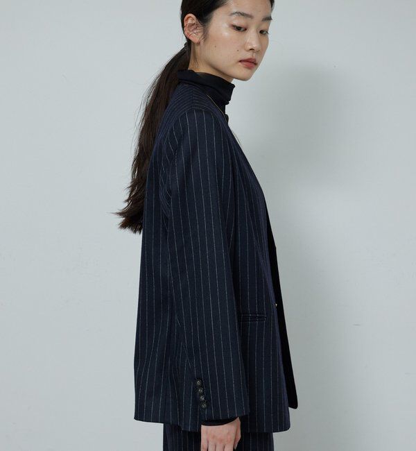  「【セットアップ対応】ストライプノーカラージャケット」|その他|