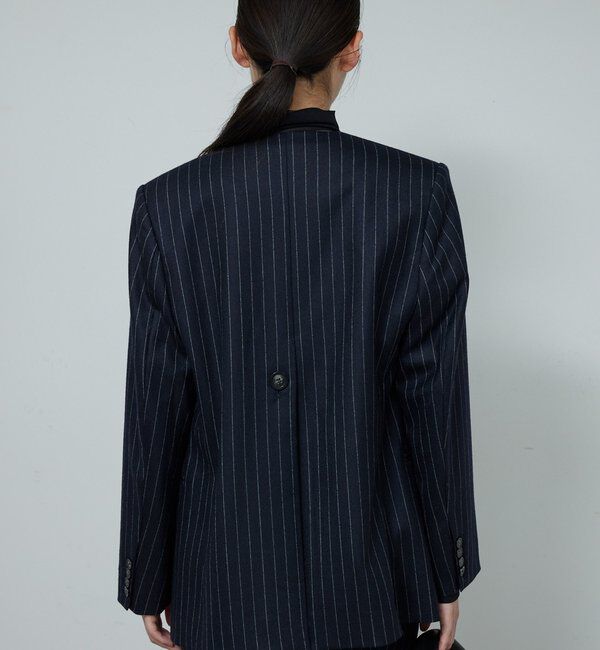  「【セットアップ対応】ストライプノーカラージャケット」|その他|
