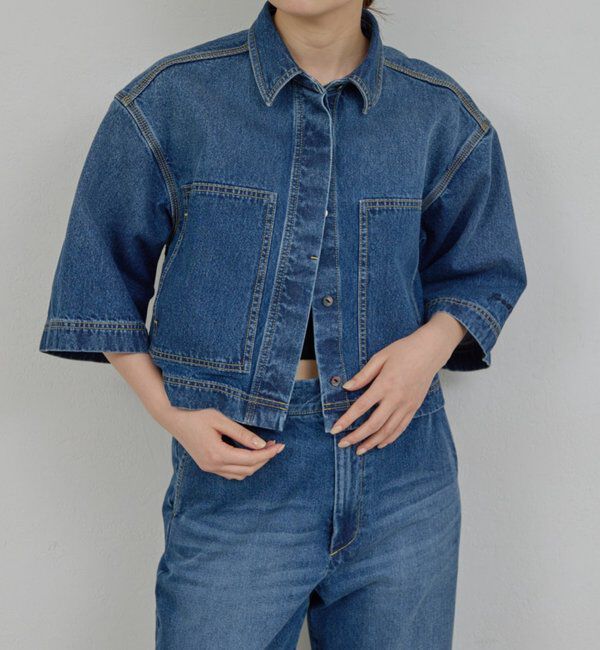  「【PEAS】【セットアップ対応】デニムハーフスリーブシャツ」|シャツ・ブラウス|