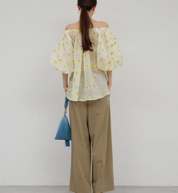  「【ウエスト調整可能】【手洗い可】梳毛タックワイドパンツ」|チノ|