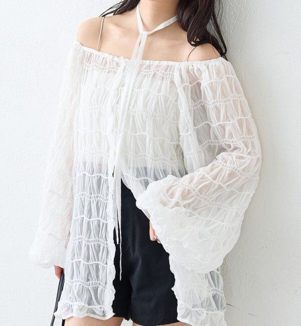  「ウェーブシアーブラウス」|シャツ・ブラウス|オフホワイト