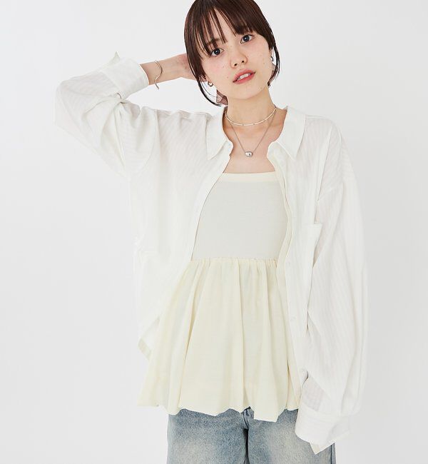  「[森川企画]レイヤードストライプドロストシャツ」|シャツ・ブラウス|オフホワイト