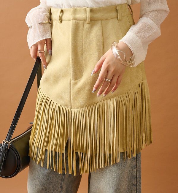  「フェイクスウェードフリンジスカート」|スカート|