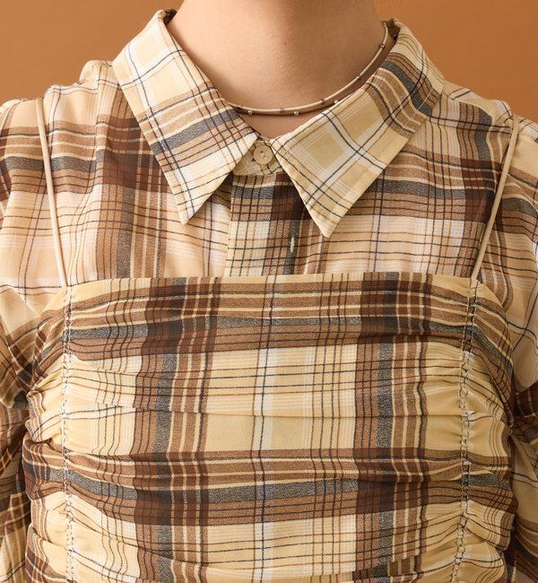  「【着こなし豊富◎】チェックビスチェSETビッグシャツ」|シャツ・ブラウス|