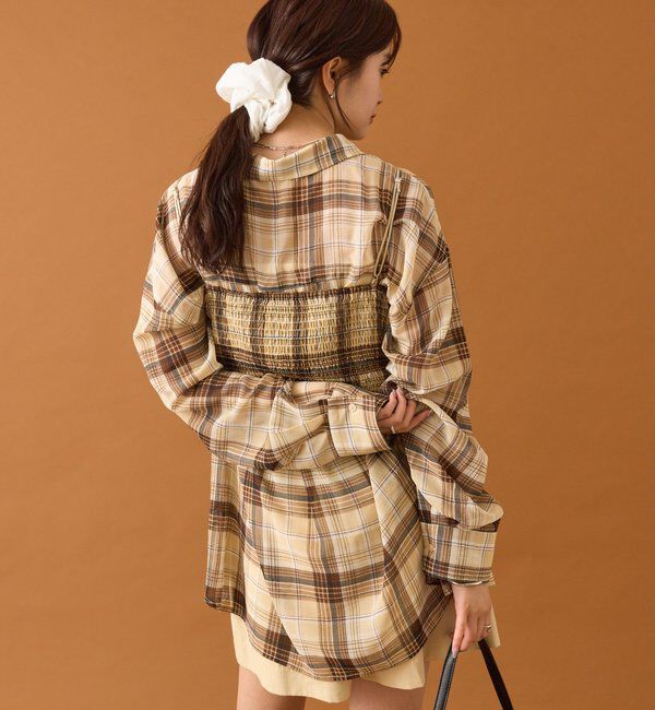  「【着こなし豊富◎】チェックビスチェSETビッグシャツ」|シャツ・ブラウス|