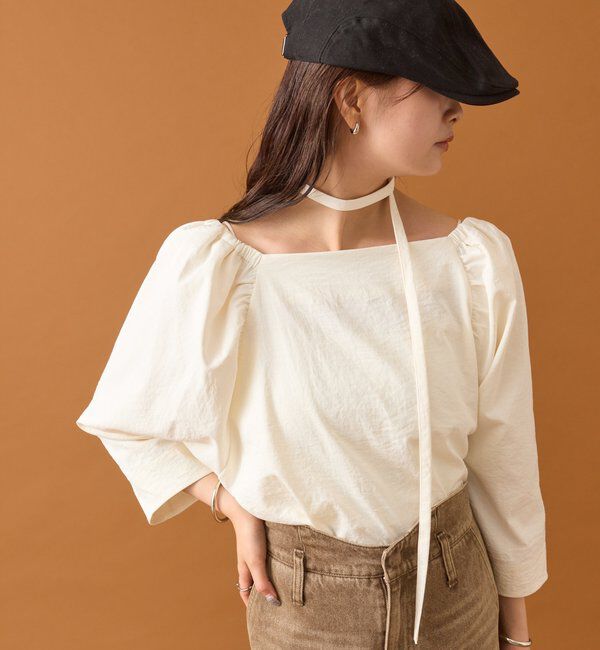 「チョーカーリボンパフブラウス」|シャツ・ブラウス|オフホワイト