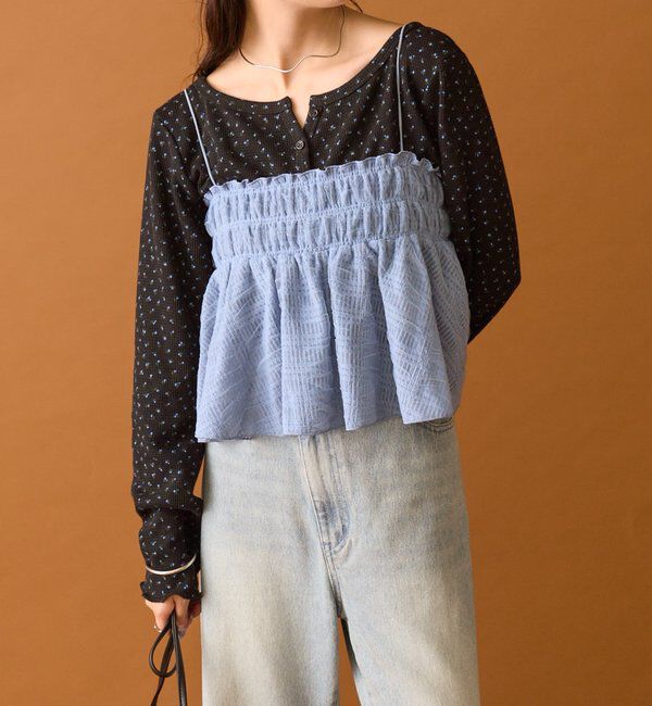  「【4色展開/レイヤードスタイル】チュールチェックビスチェ」|シャツ・ブラウス|