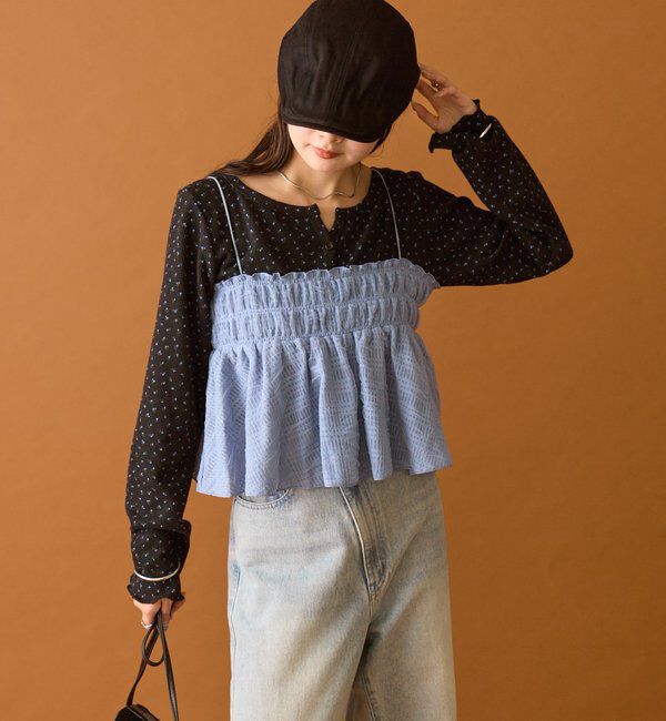  「【4色展開/レイヤードスタイル】チュールチェックビスチェ」|シャツ・ブラウス|