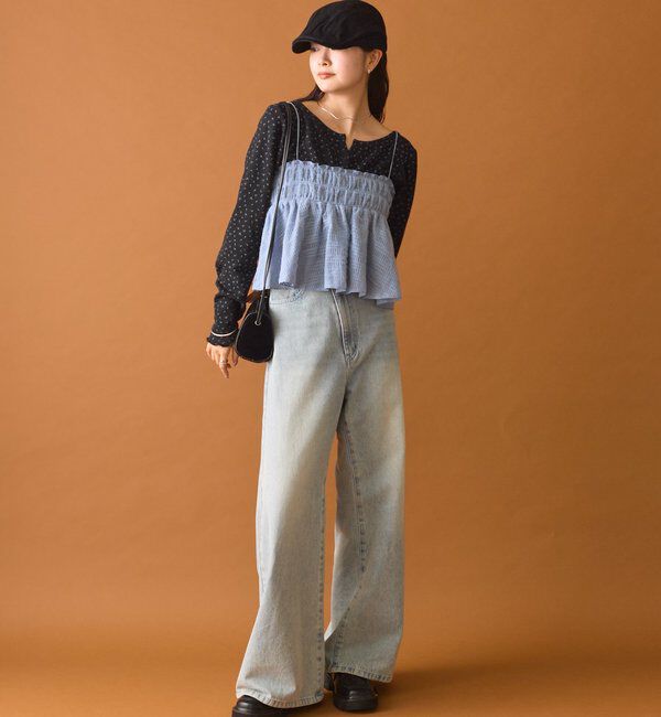  「【4色展開/レイヤードスタイル】チュールチェックビスチェ」|シャツ・ブラウス|