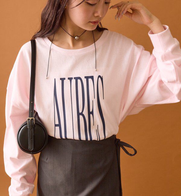  「BIGロゴロングTシャツ」|Tシャツ・カットソー|ピンク