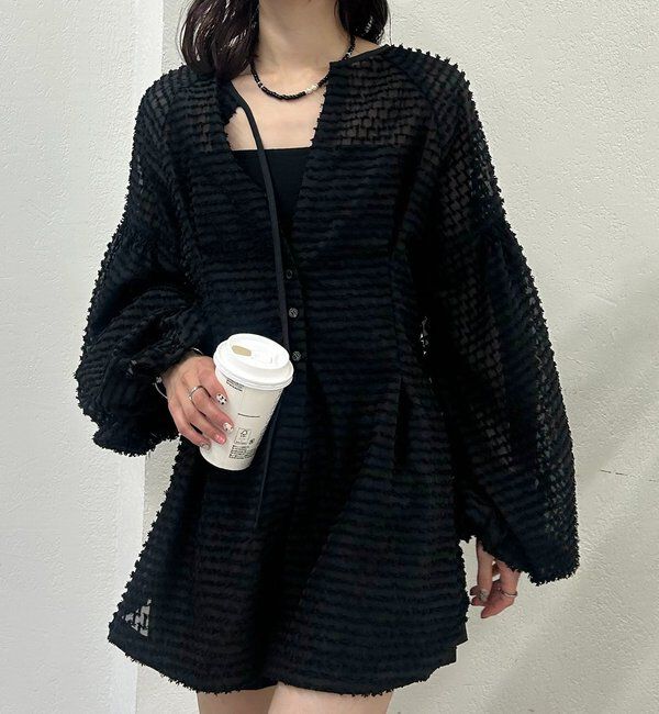  「【@akane__11.1企画】フリンジシェイプチュニック」|シャツ・ブラウス|ブラック