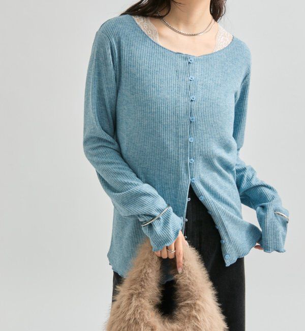 「起毛リブボタンカーディガン」|Tシャツ・カットソー|
