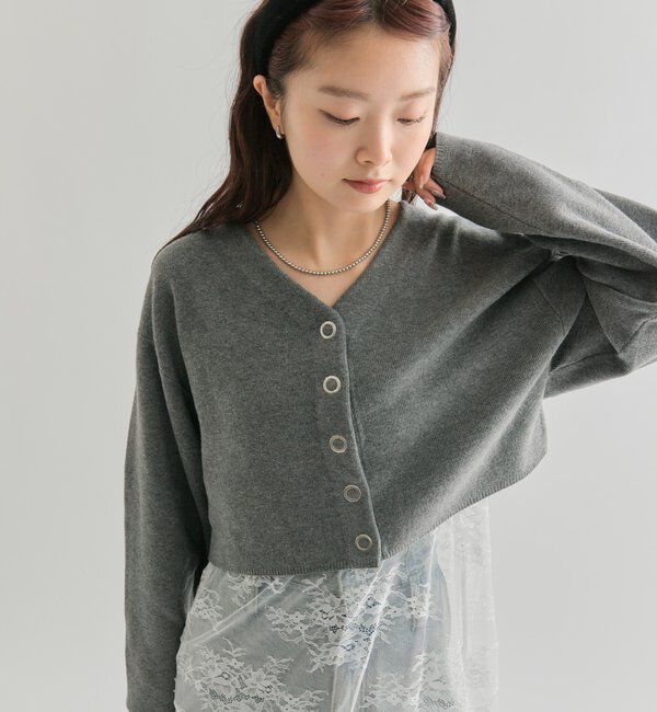  「Vボタンカーディガン」|カーディガン|