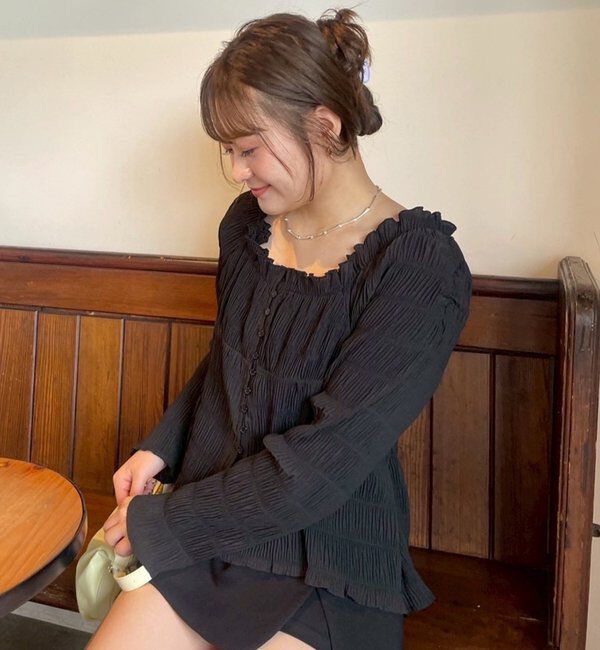  「【@__misa__03企画】シャーリングブラウス」|シャツ・ブラウス|ブラック