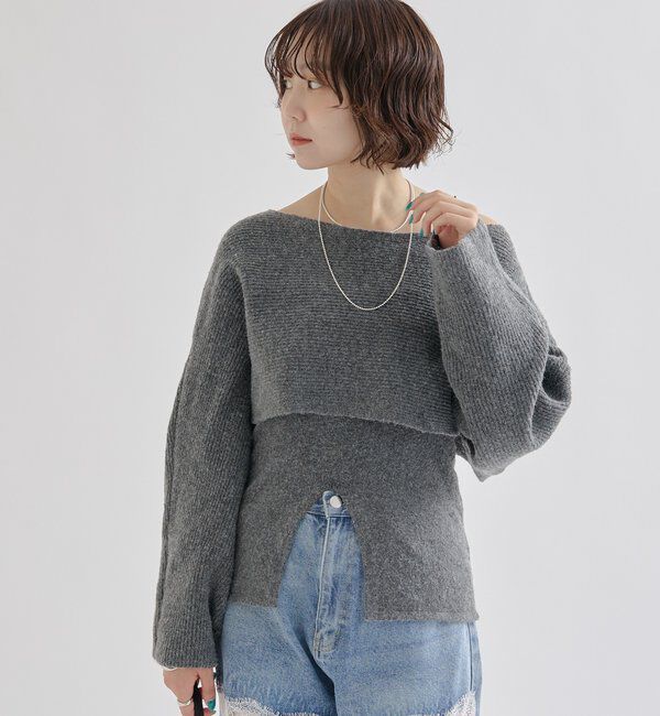  「クロスニットスリットキャミSET」|ニット・セーター|