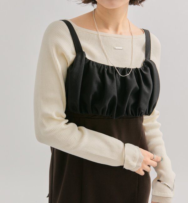  「ギャザービスチェSETワンピース」|ワンピース|