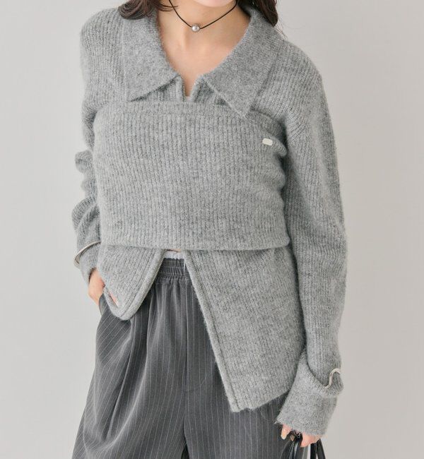  「ビスチェ付き ダブルＺＩＰカーディガン」|カーディガン|グレー