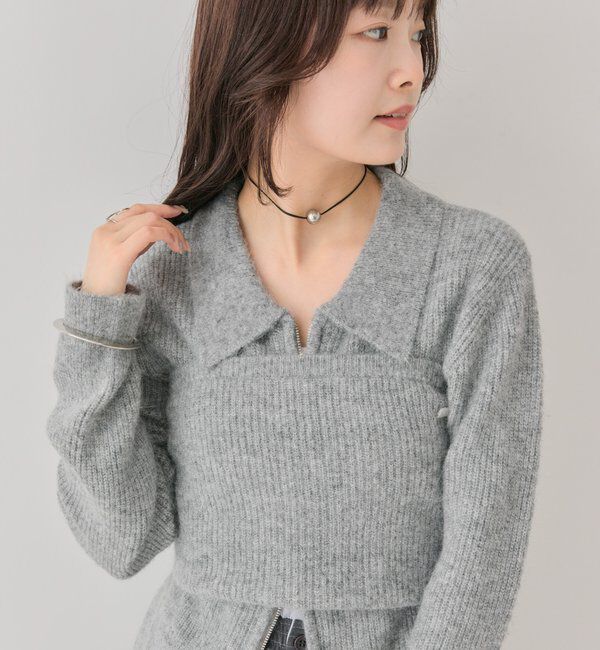  「ビスチェ付き ダブルＺＩＰカーディガン」|カーディガン|