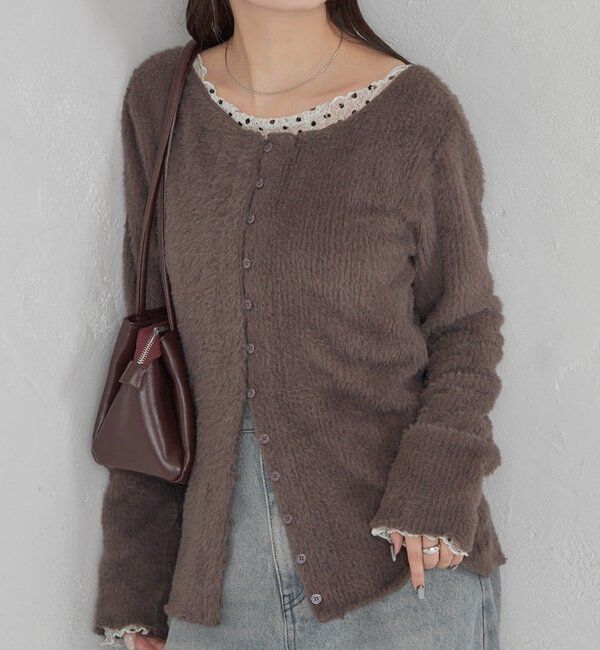  「シャギーリブカーディガン」|Tシャツ・カットソー|チャコールグレー