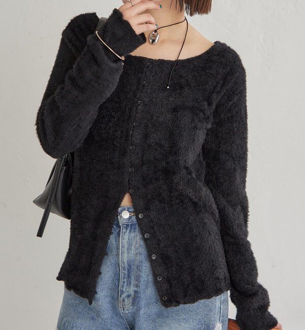  「シャギーリブカーディガン」|Tシャツ・カットソー|ブラック