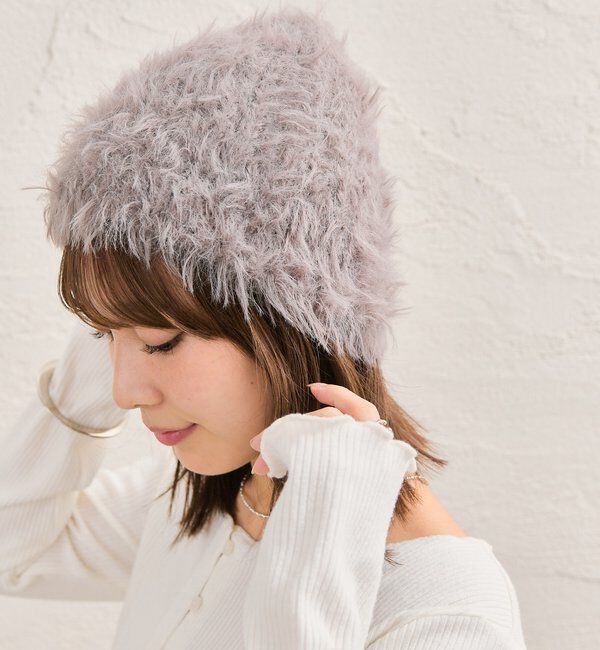  「シャギーニット帽」|ハット|グレー