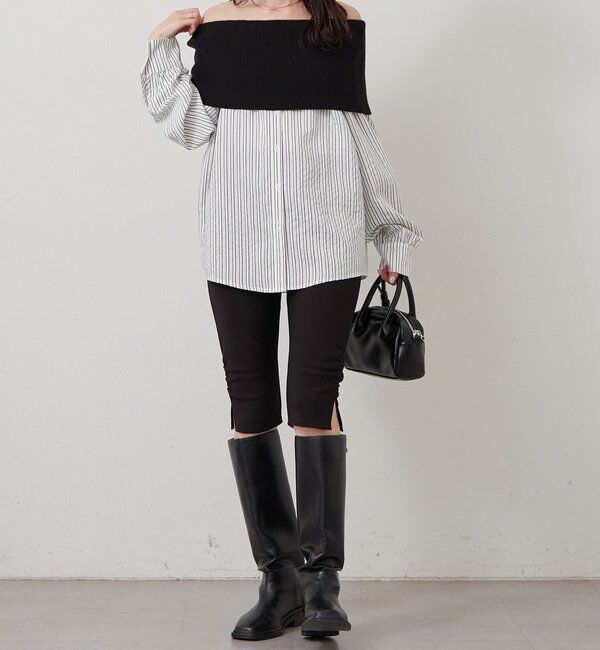  「オフショルリブストライプシャツ」|シャツ・ブラウス|