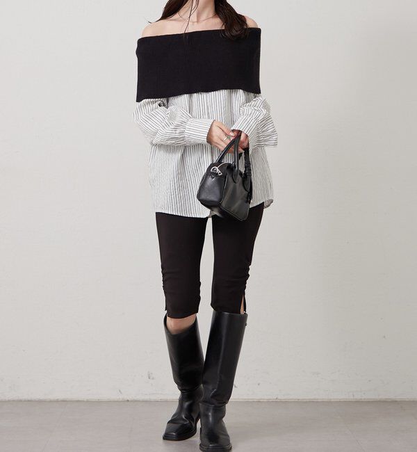  「オフショルリブストライプシャツ」|シャツ・ブラウス|