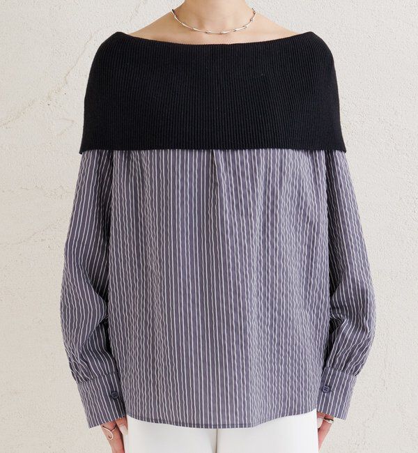  「オフショルリブストライプシャツ」|シャツ・ブラウス|