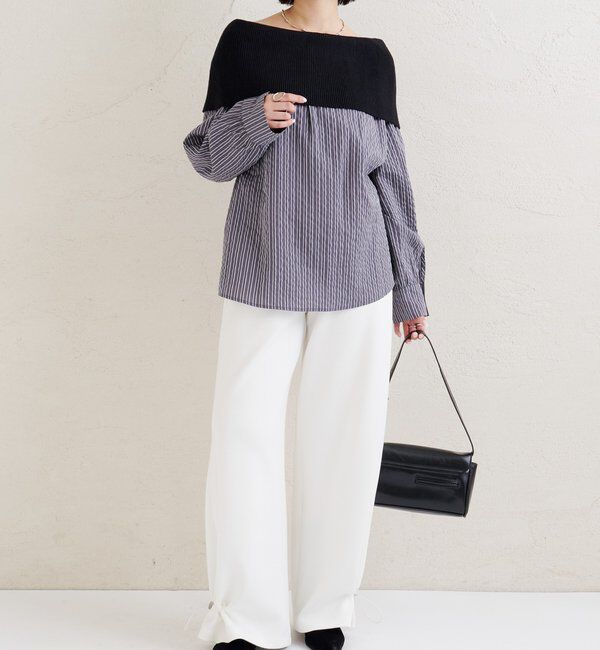  「オフショルリブストライプシャツ」|シャツ・ブラウス|