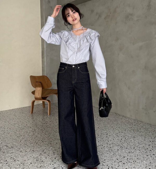  「【@lily.s_y企画】Vフリルシェイプブラウス」|シャツ・ブラウス|