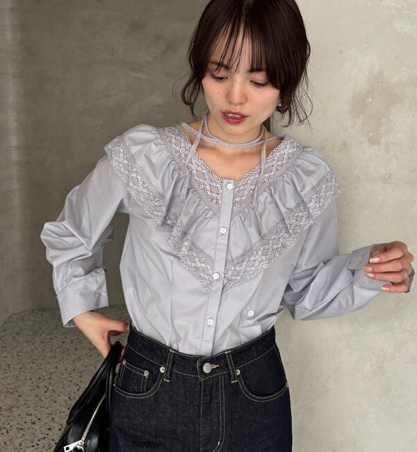  「【@lily.s_y企画】Vフリルシェイプブラウス」|シャツ・ブラウス|