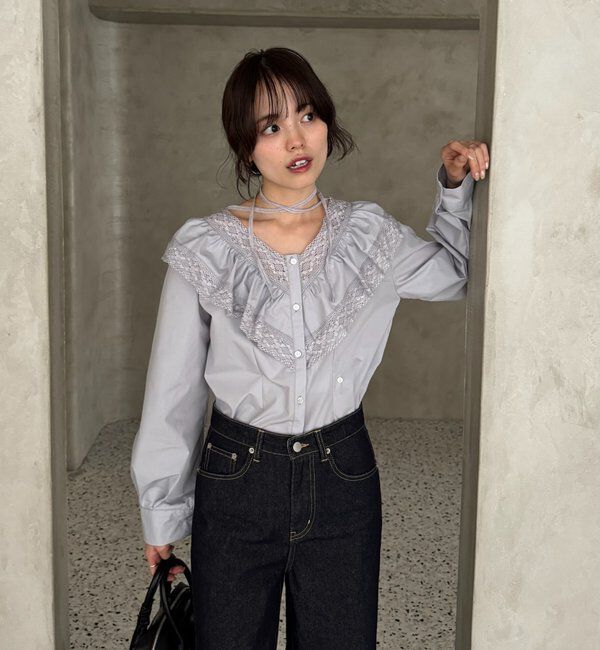  「【@lily.s_y企画】Vフリルシェイプブラウス」|シャツ・ブラウス|