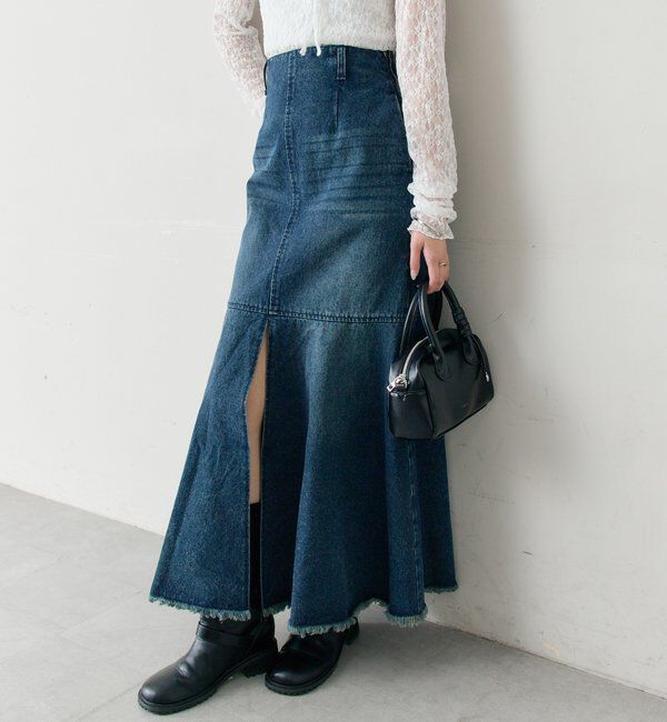  「デニム切替マーメイドスカート」|スカート|