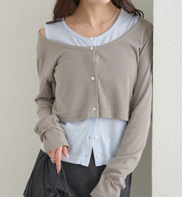  「配色レイヤードロングTシャツ」|Tシャツ・カットソー|ブルー