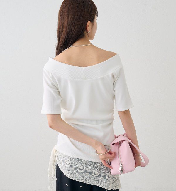  「プレート付きワイドネックT」|Tシャツ・カットソー|