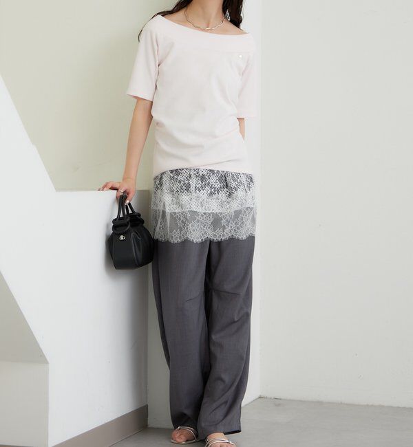  「プレート付きワイドネックT」|Tシャツ・カットソー|